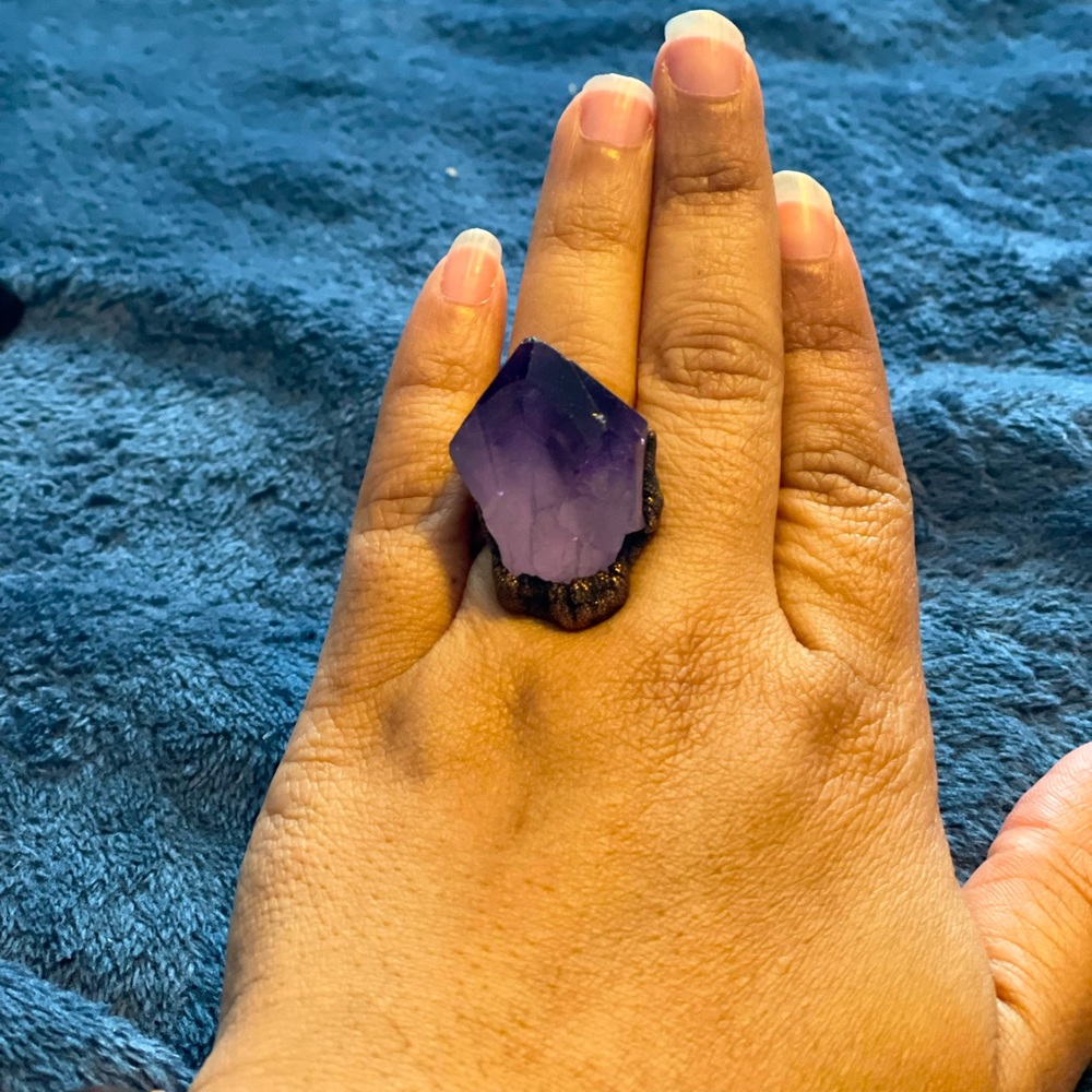 Raw Amethyst Point Ring Size 7